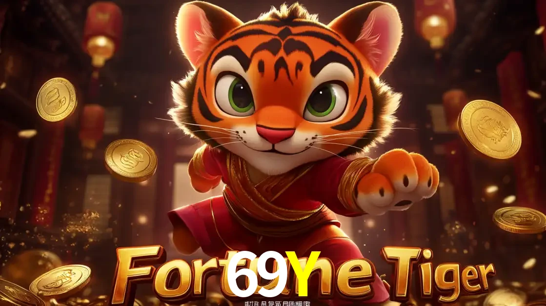 O carismático mascote do jogo de slot Fortune Tiger, um tigre fofo em pose de artes marciais, pronto para trazer sorte e multiplicadores de ganhos no cassino online 69Y.
