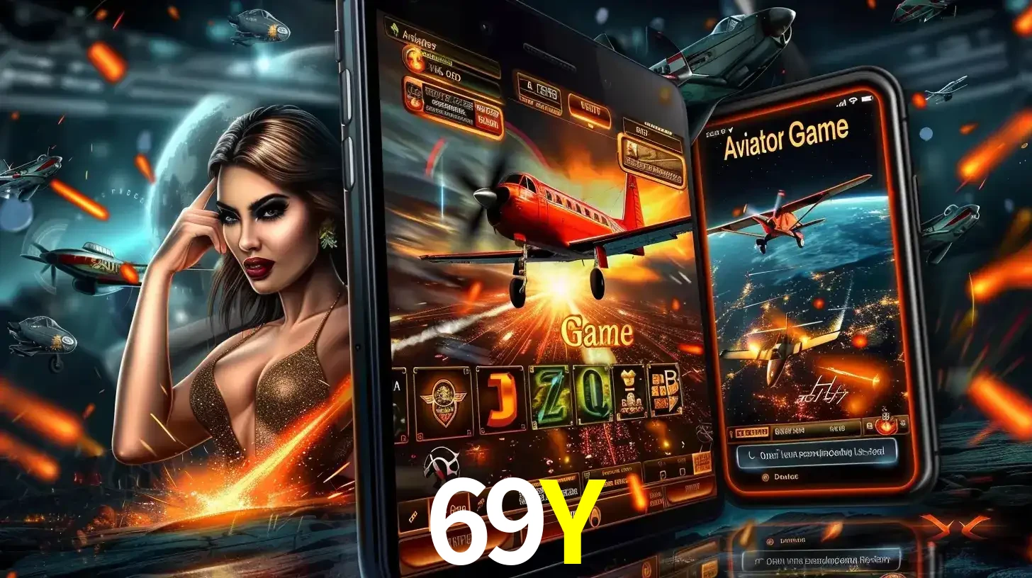 Mulher estilosa cercada por telas que exibem a jogabilidade do Aviator, capturando a intensidade e a estratégia deste popular crash game oferecido pelo 69Y.